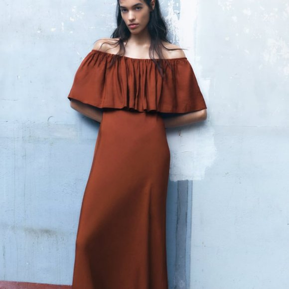 NWT - Zara Ruffled Linen Dress - Picture 3 of 3